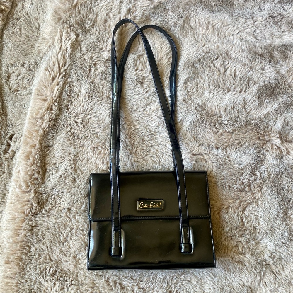 Carlos Falchi vintage black patent leather